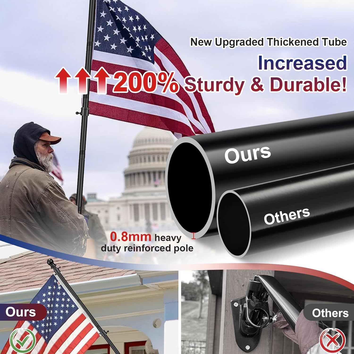 Barcetine heavy duty flag pole outside house