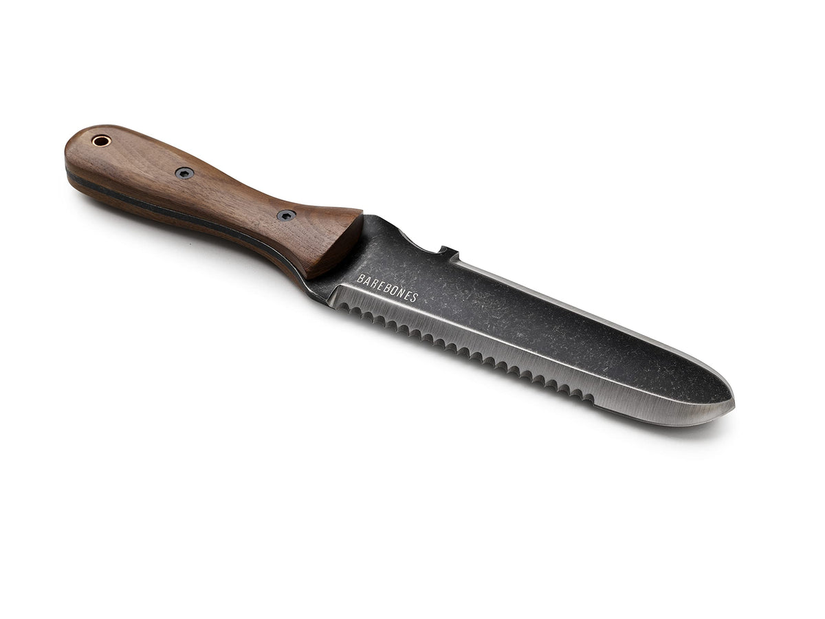Barebones Hori Hori Classic Garden Knife front view with walnut handle