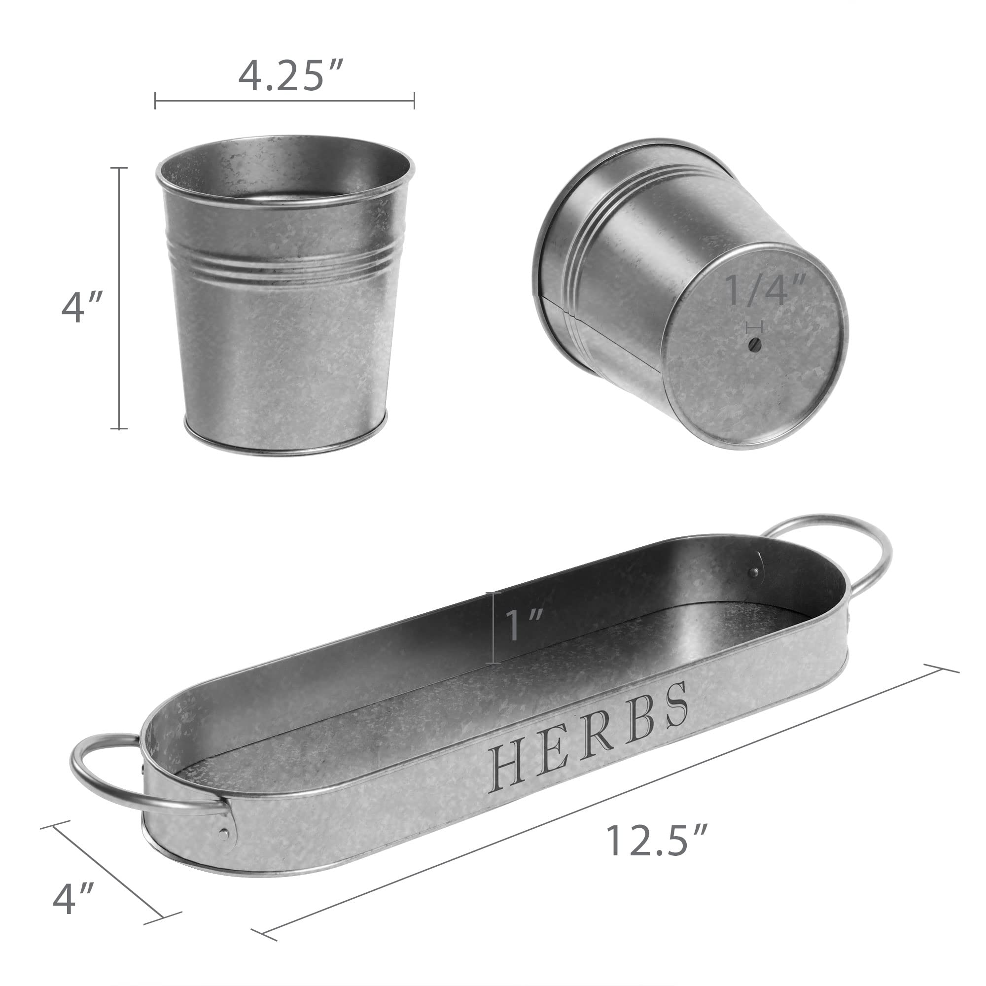 Barnyard Designs decorative planter with fresh herbs like basil and rosemary