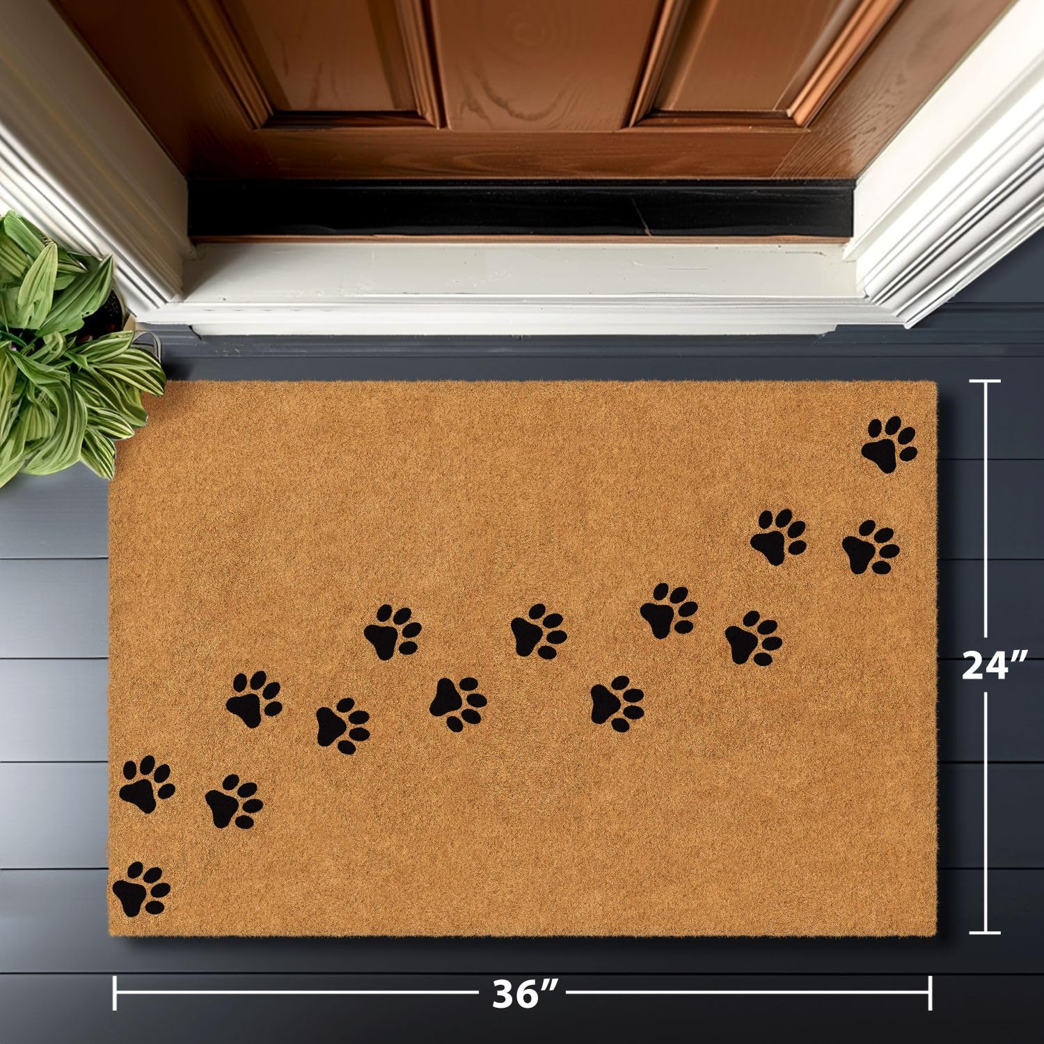 Barnyard Designs doormat on a porch entryway