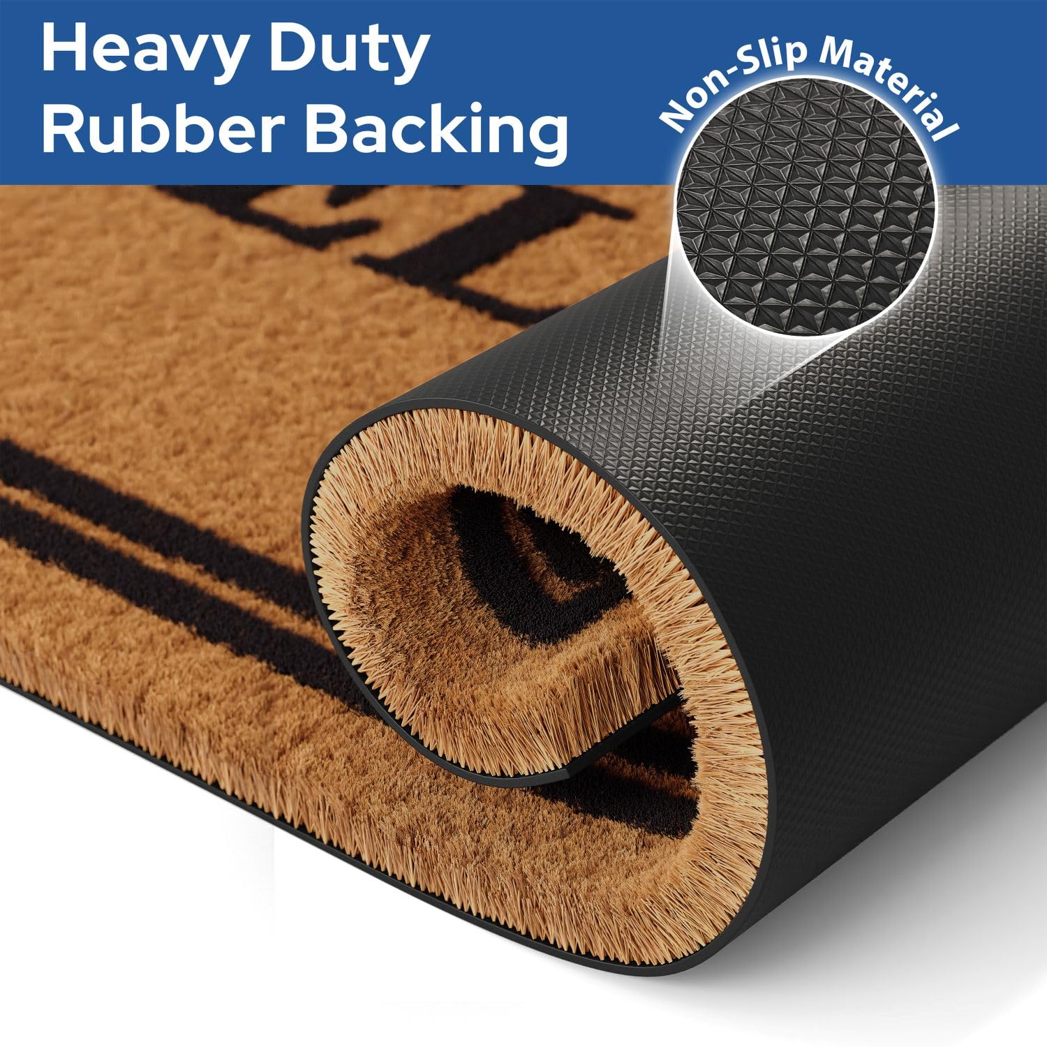Barnyard Designs Doormat side view showing non-slip backing
