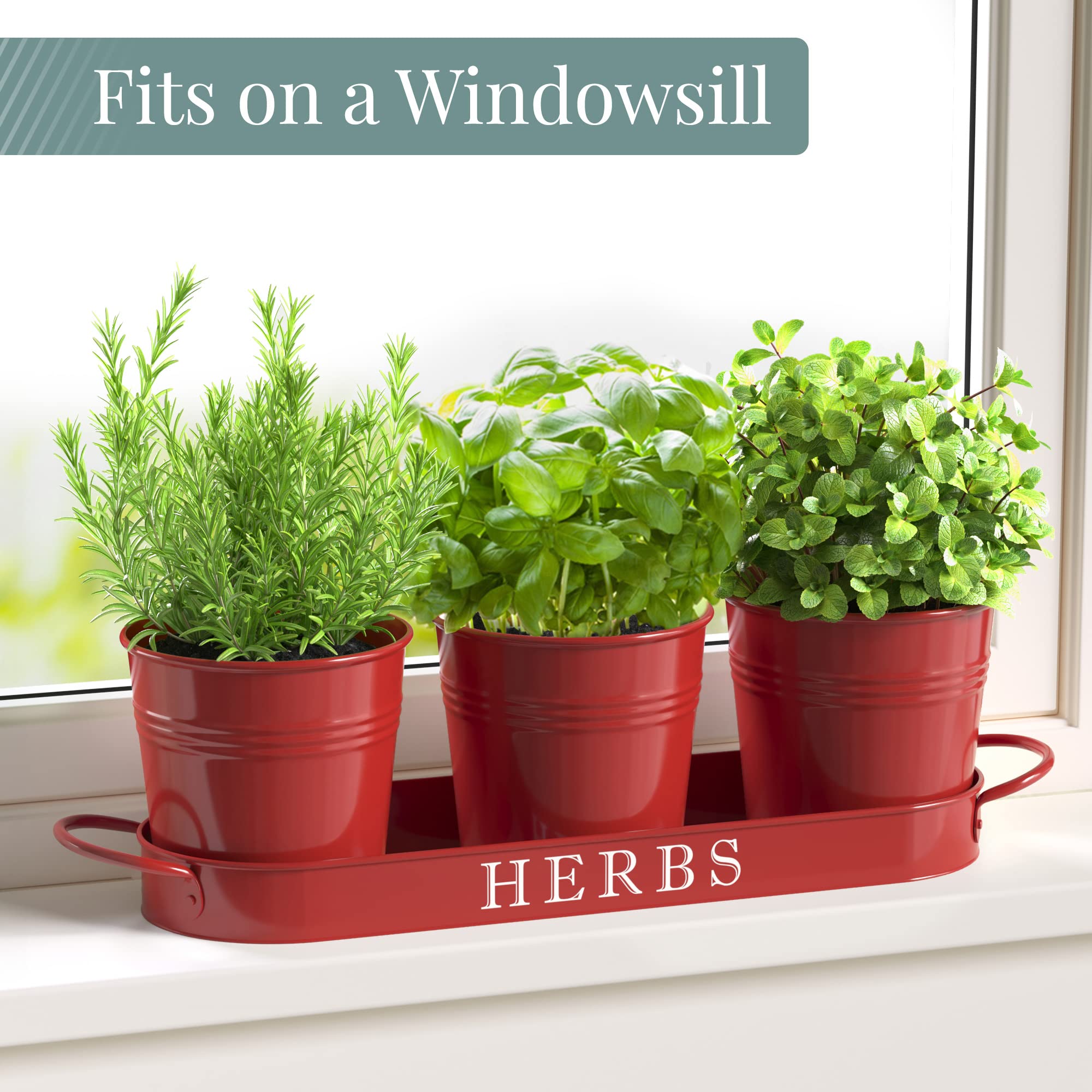 Barnyard Designs herb planter set on a kitchen counter