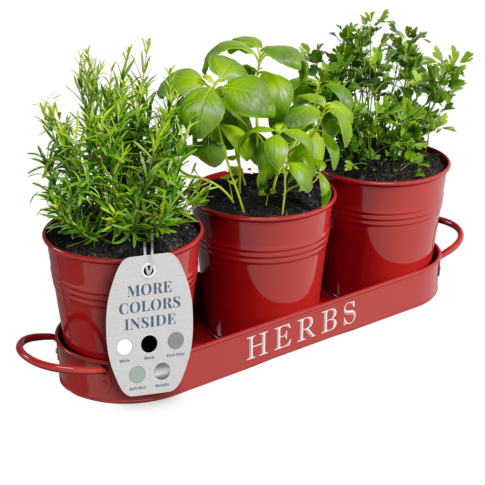 Barnyard Designs Indoor Herb Garden Planter Set of 3 in brick red