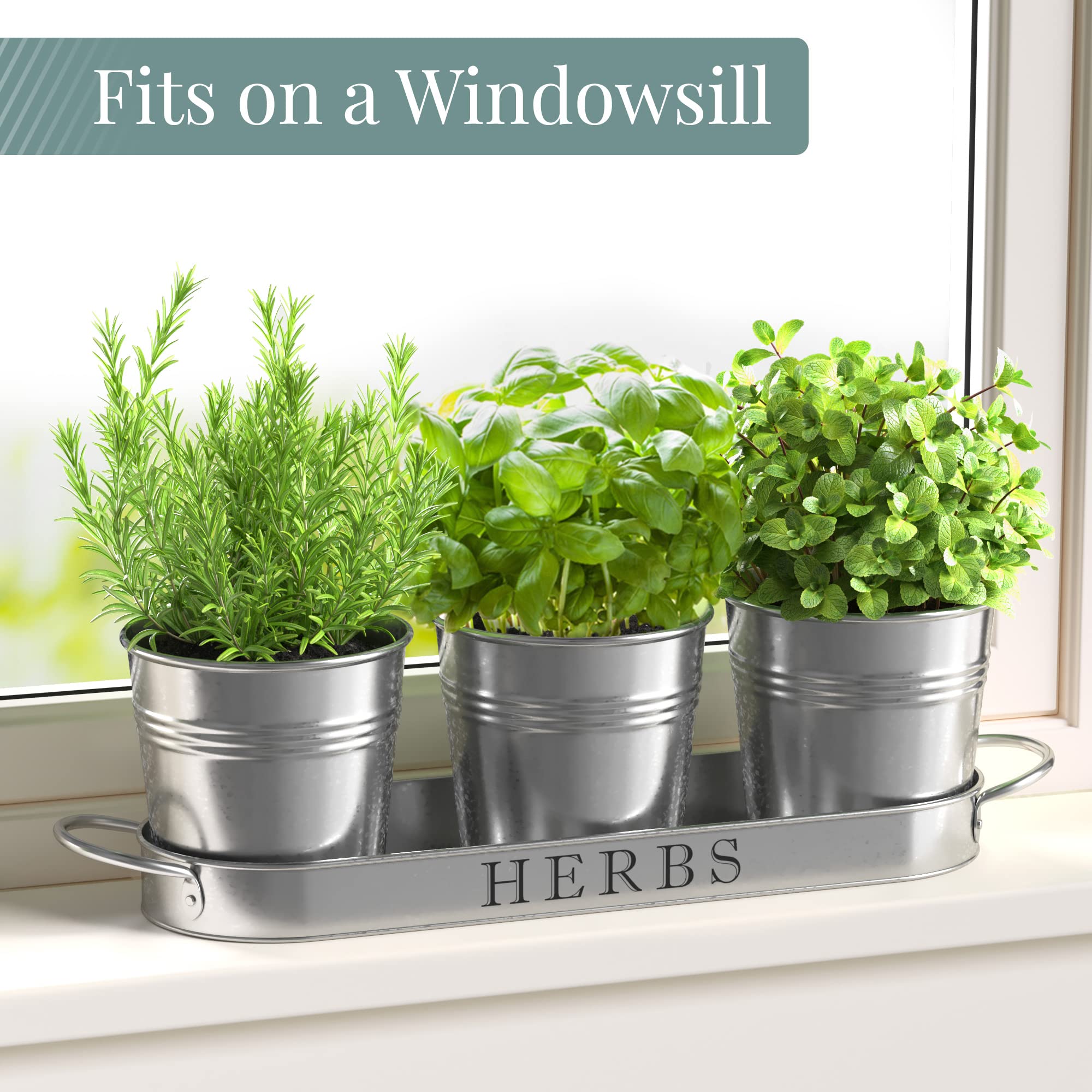 Barnyard Designs indoor herb planter set displayed on a kitchen counter