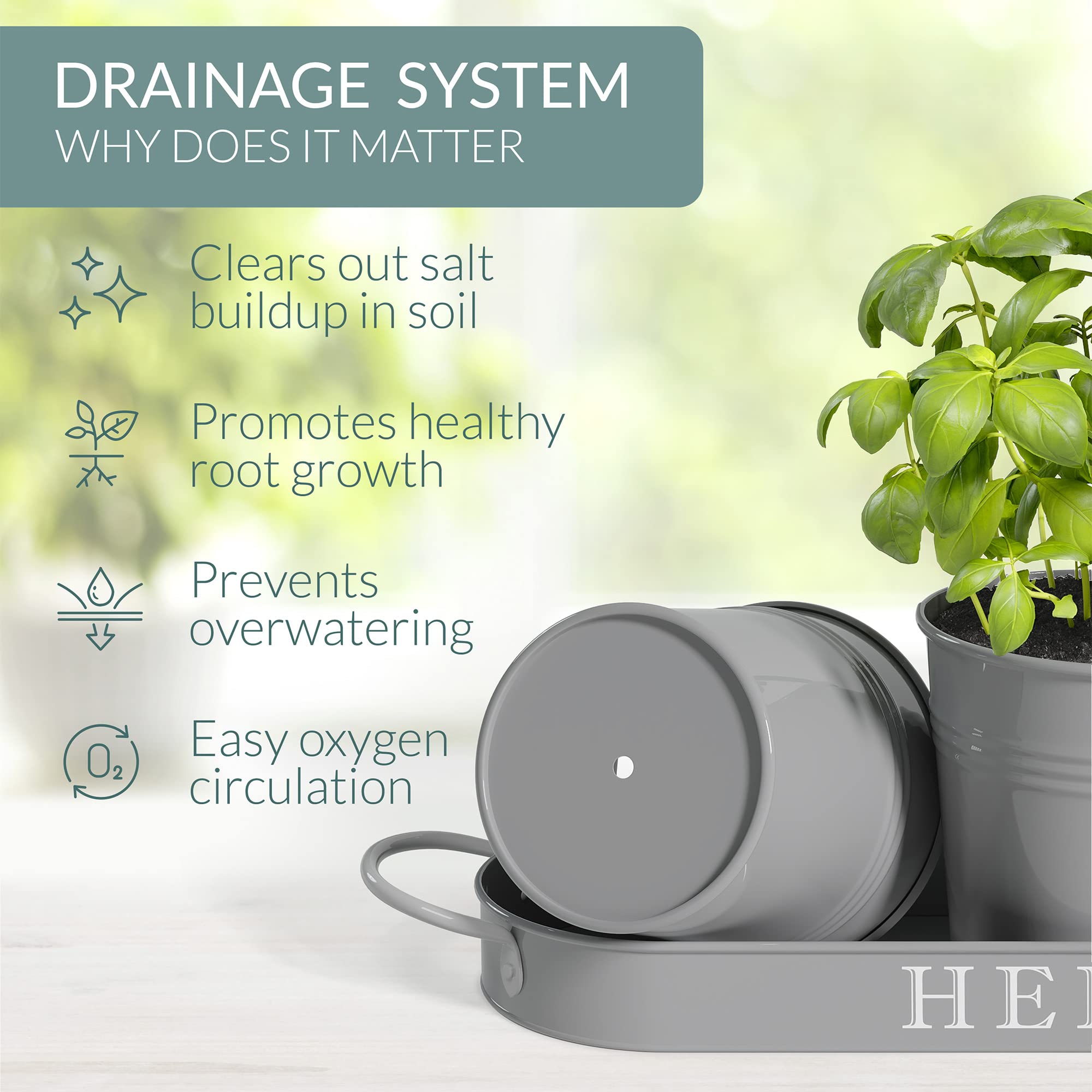 Barnyard Designs indoor herb planter set with drainage tray