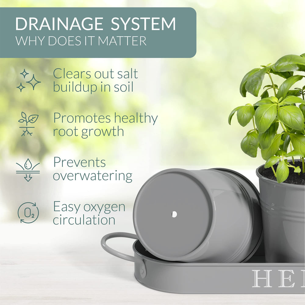 Barnyard Designs indoor herb planter set with drainage tray