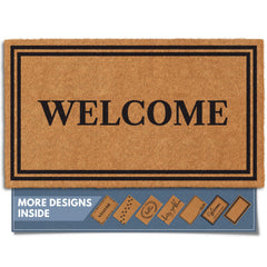Barnyard Designs Natural Coco Coir Doormat front view, Welcome