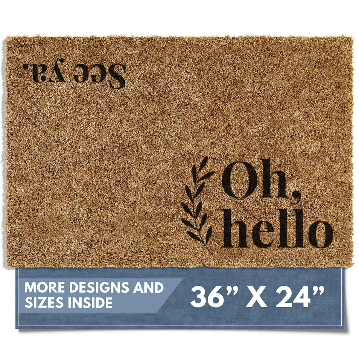 Barnyard Designs Oh Hello Doormat front view 36x24 inches