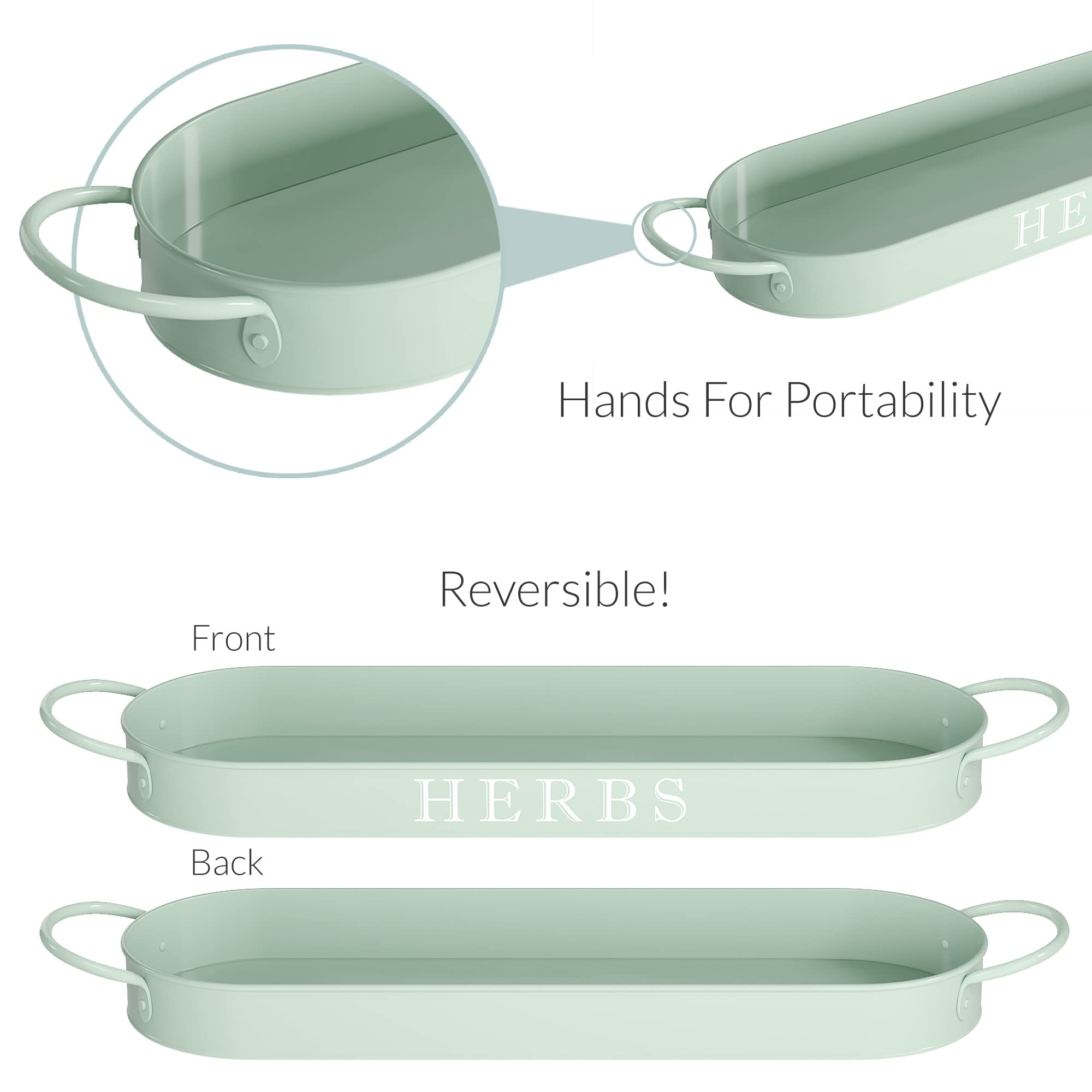 Barnyard Designs Set of 3 Herb Pots with Tray in Soft Mint