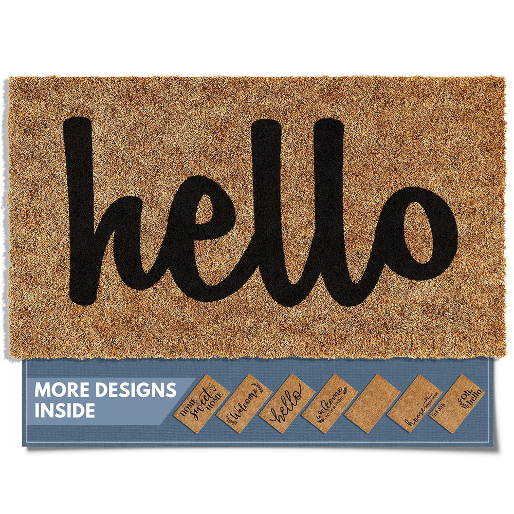 Barnyard Designs Thick Hello Welcome Mat front view, 30x17 inches