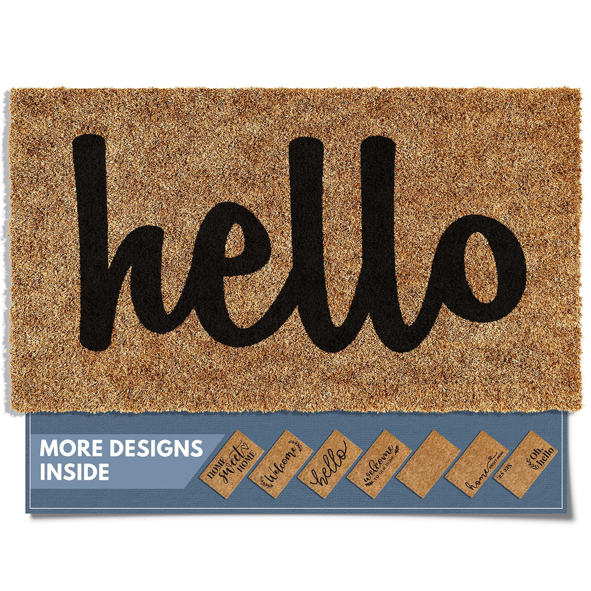 Barnyard Designs Thick Hello Welcome Mat front view, 30x17 inches