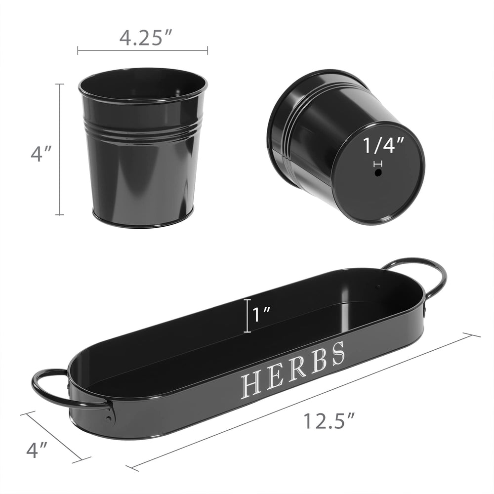 Barnyard Designs tray with three empty herb planters
