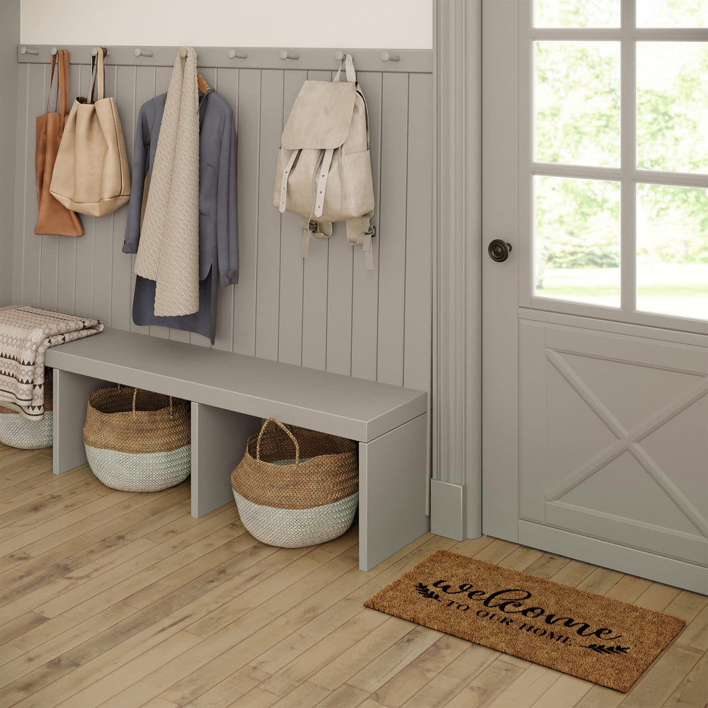 Barnyard Designs Welcome Mat outdoor setting at an entryway