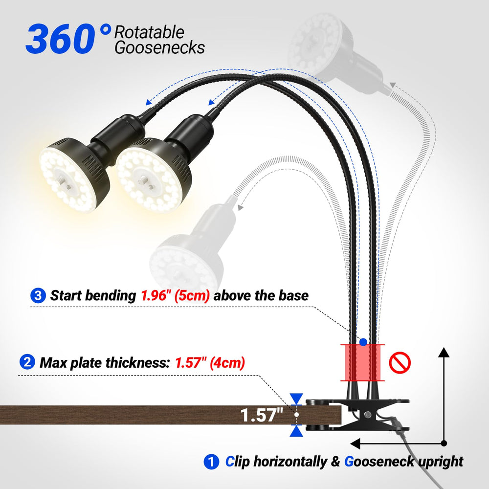Barrina grow light showing adjustable gooseneck in use