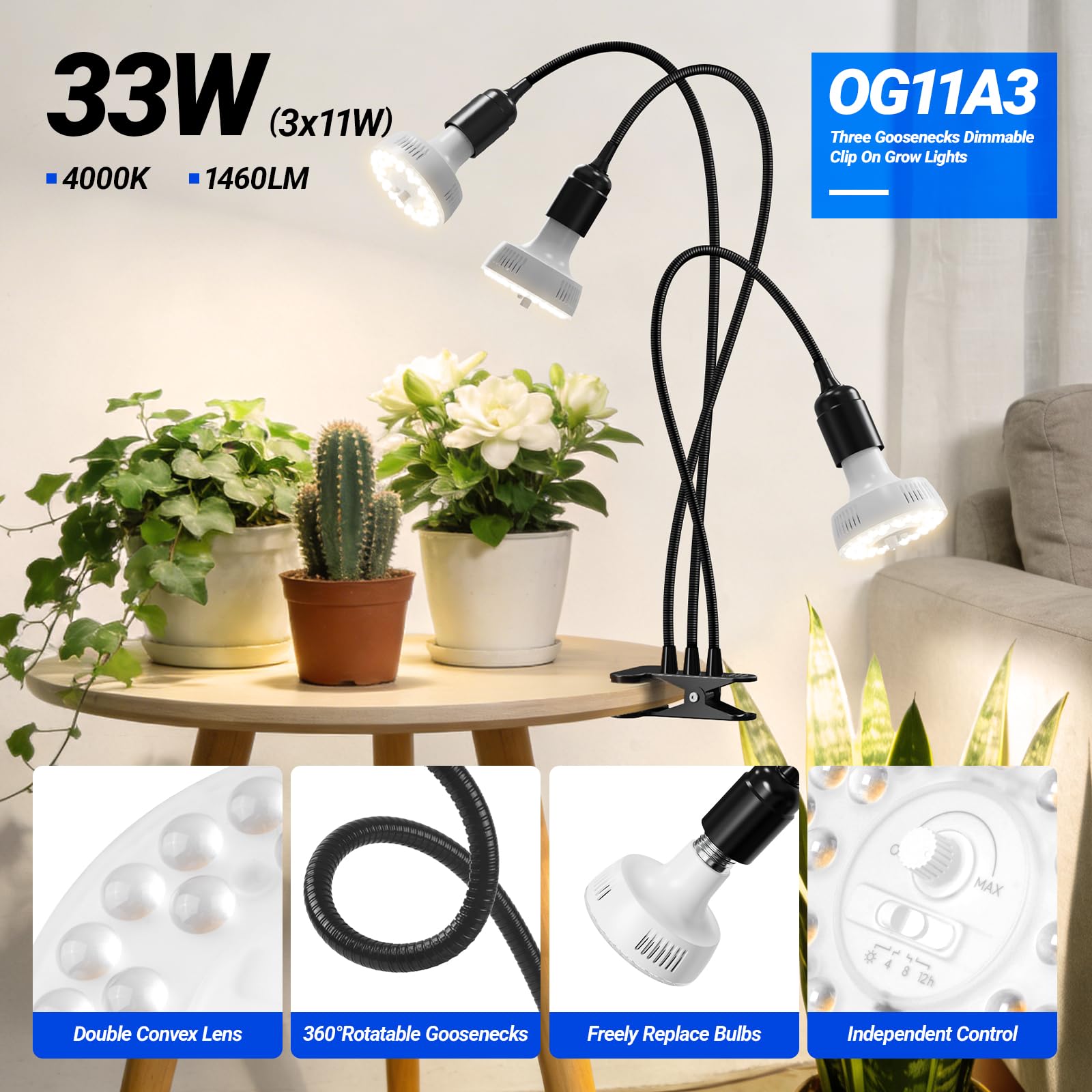 Barrina OG11A3 grow light displaying integrated dimming feature