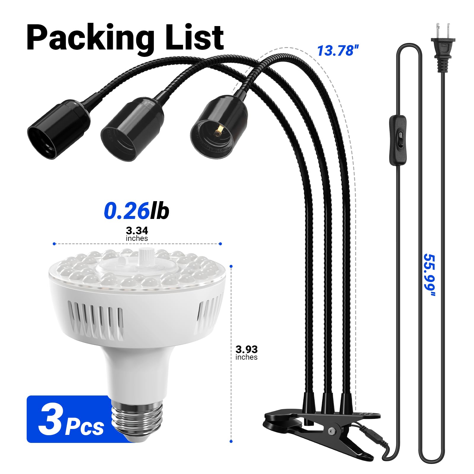 Barrina OG11A3 grow light with 3 heads positioned over plants