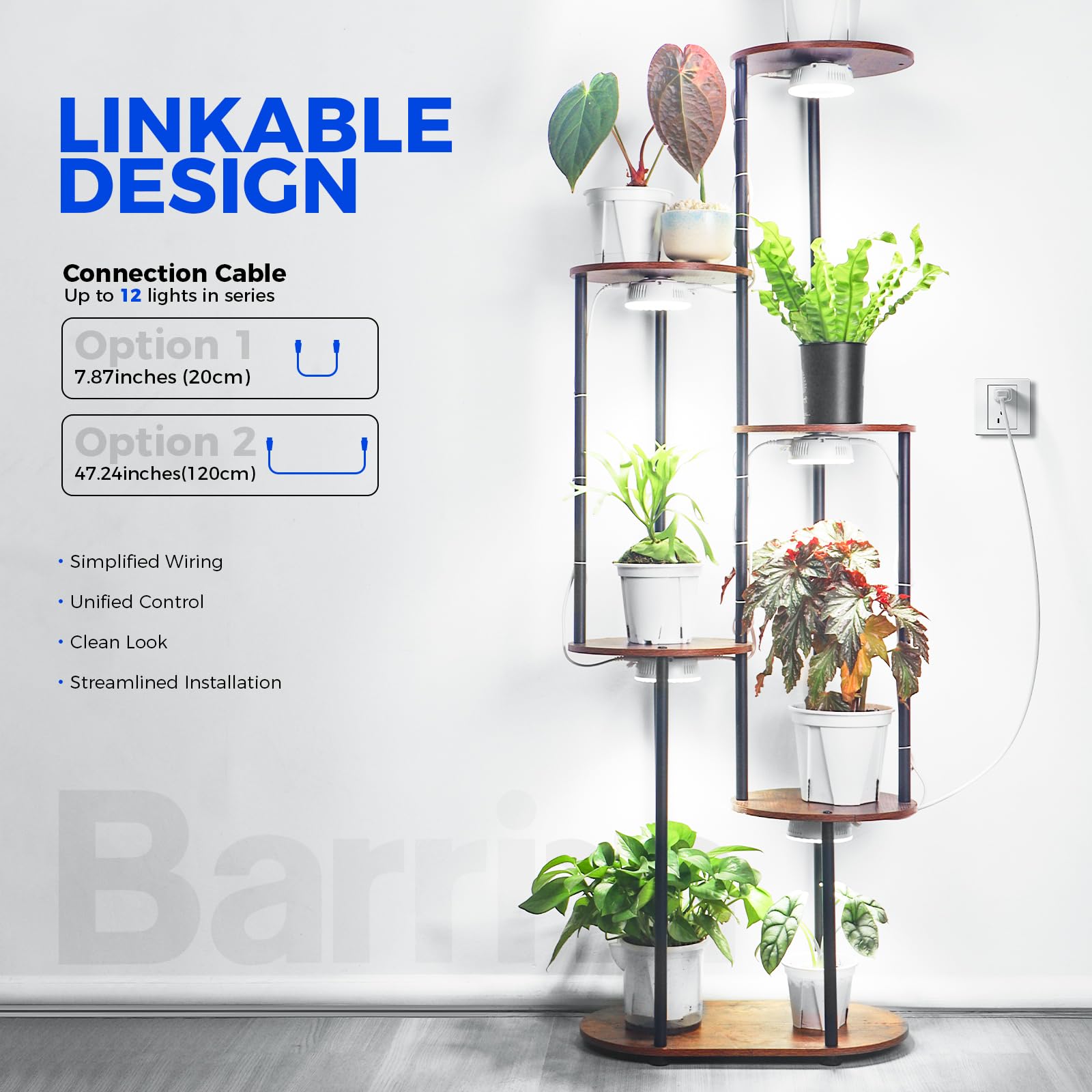Barrina Puck Grow Light OG09 showing linkable design with cables