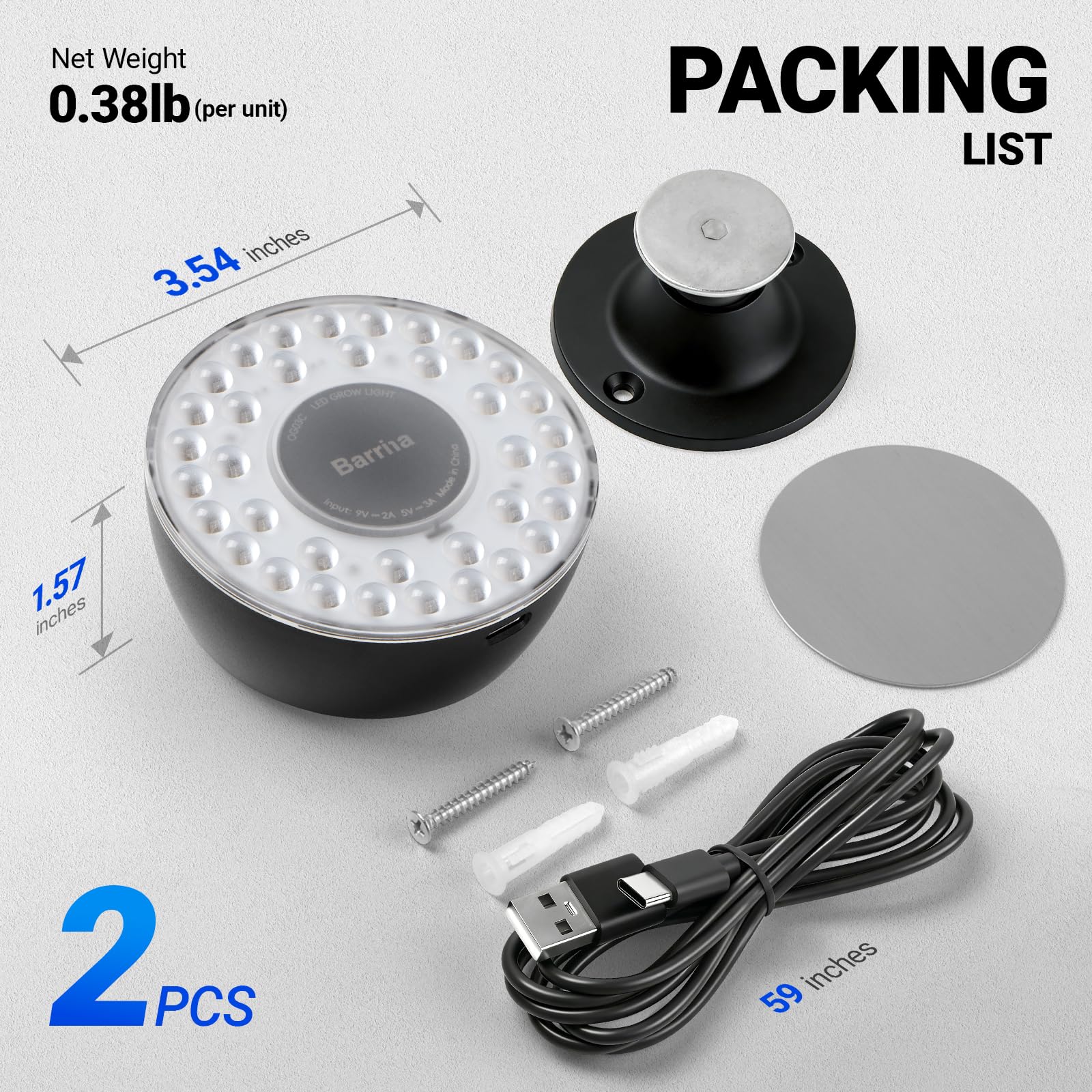 Barrina puck grow light showcasing full spectrum light