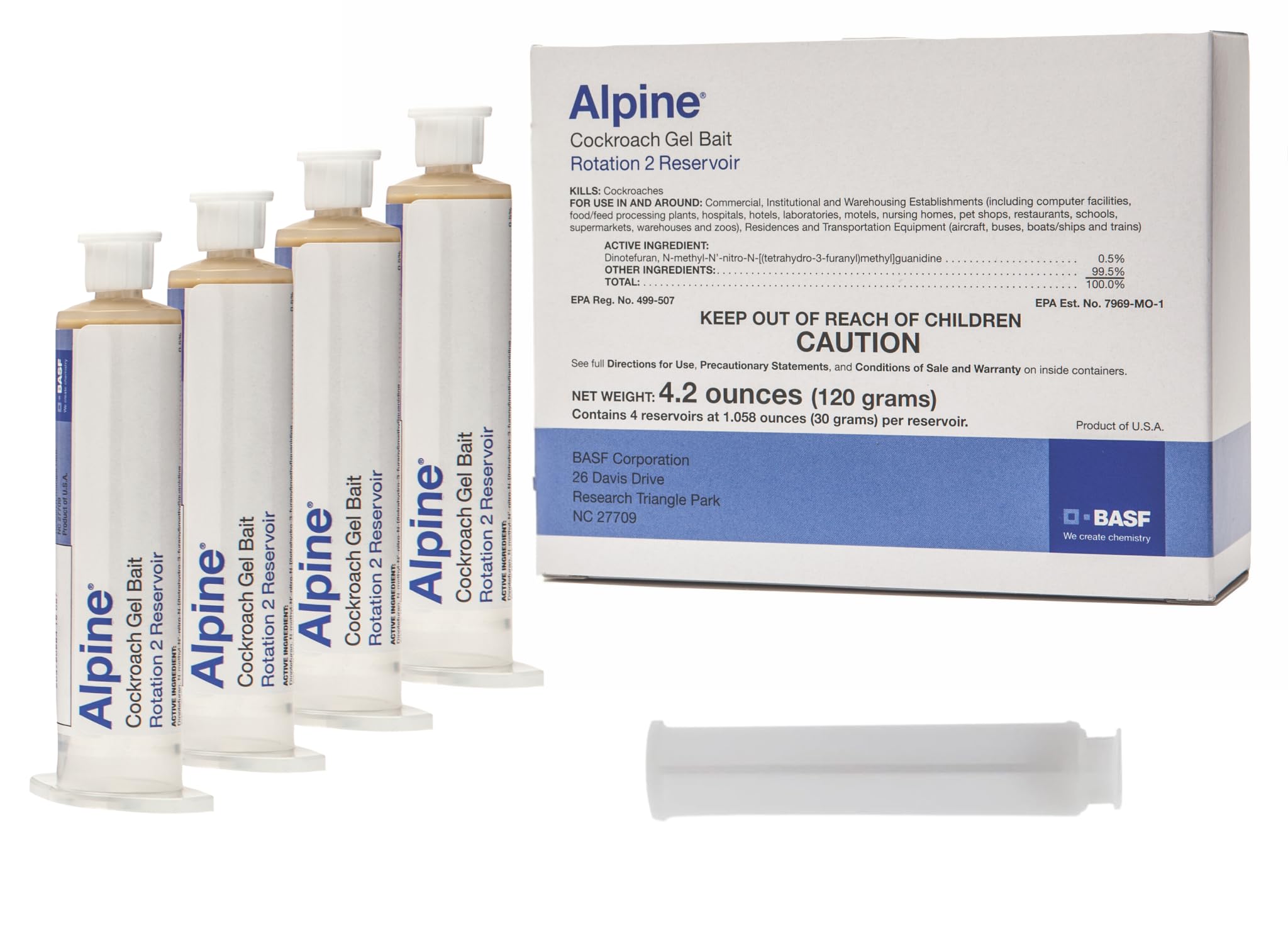 BASF Alpine Rotation 2 Cockroach Gel Bait front view with syringe applicator