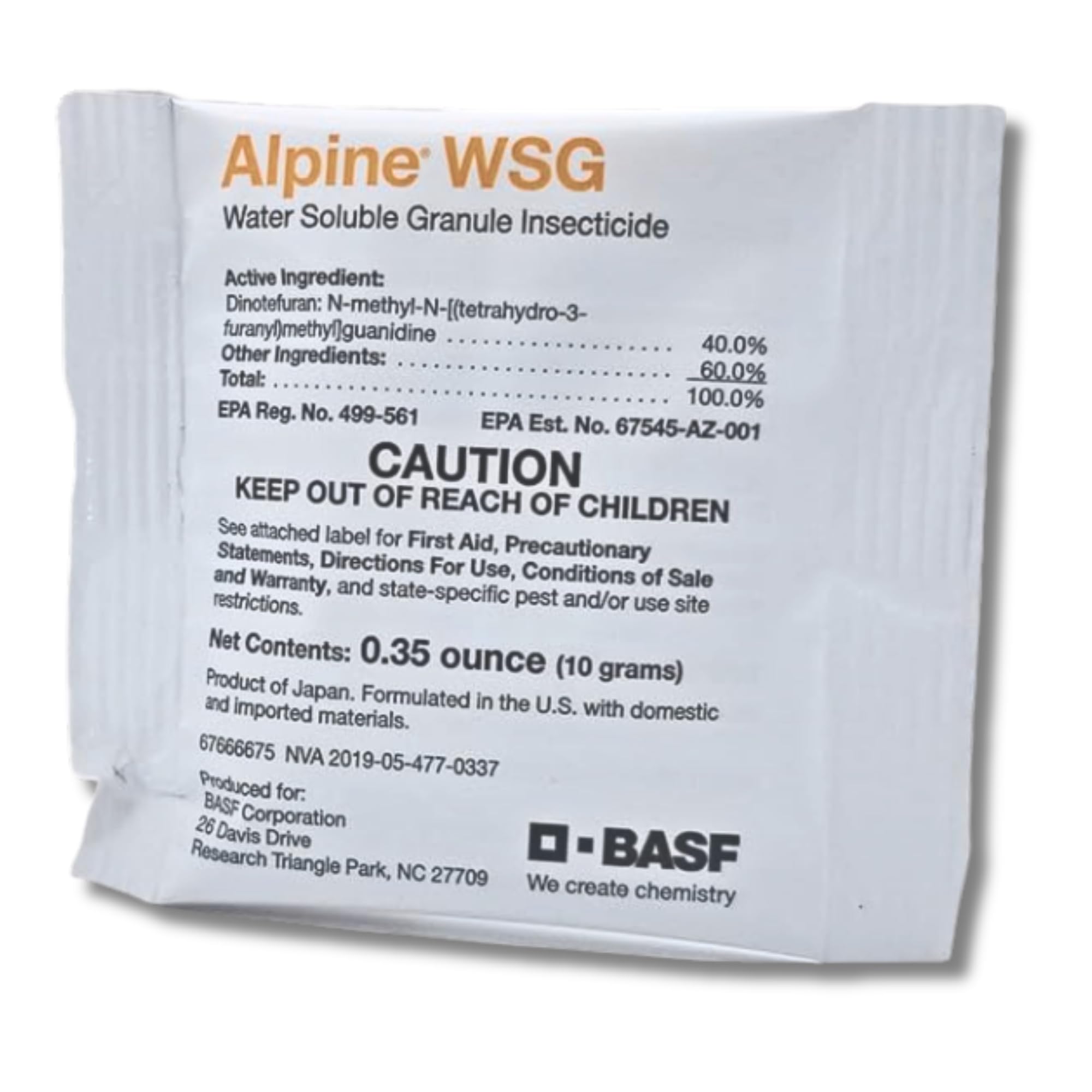 BASF Alpine WSG Water Soluble Granule insecticide front view packet