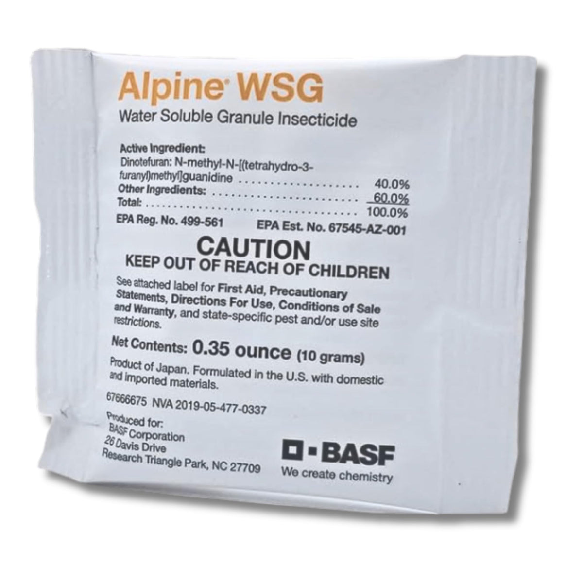 BASF Alpine WSG Water Soluble Granule insecticide front view packet