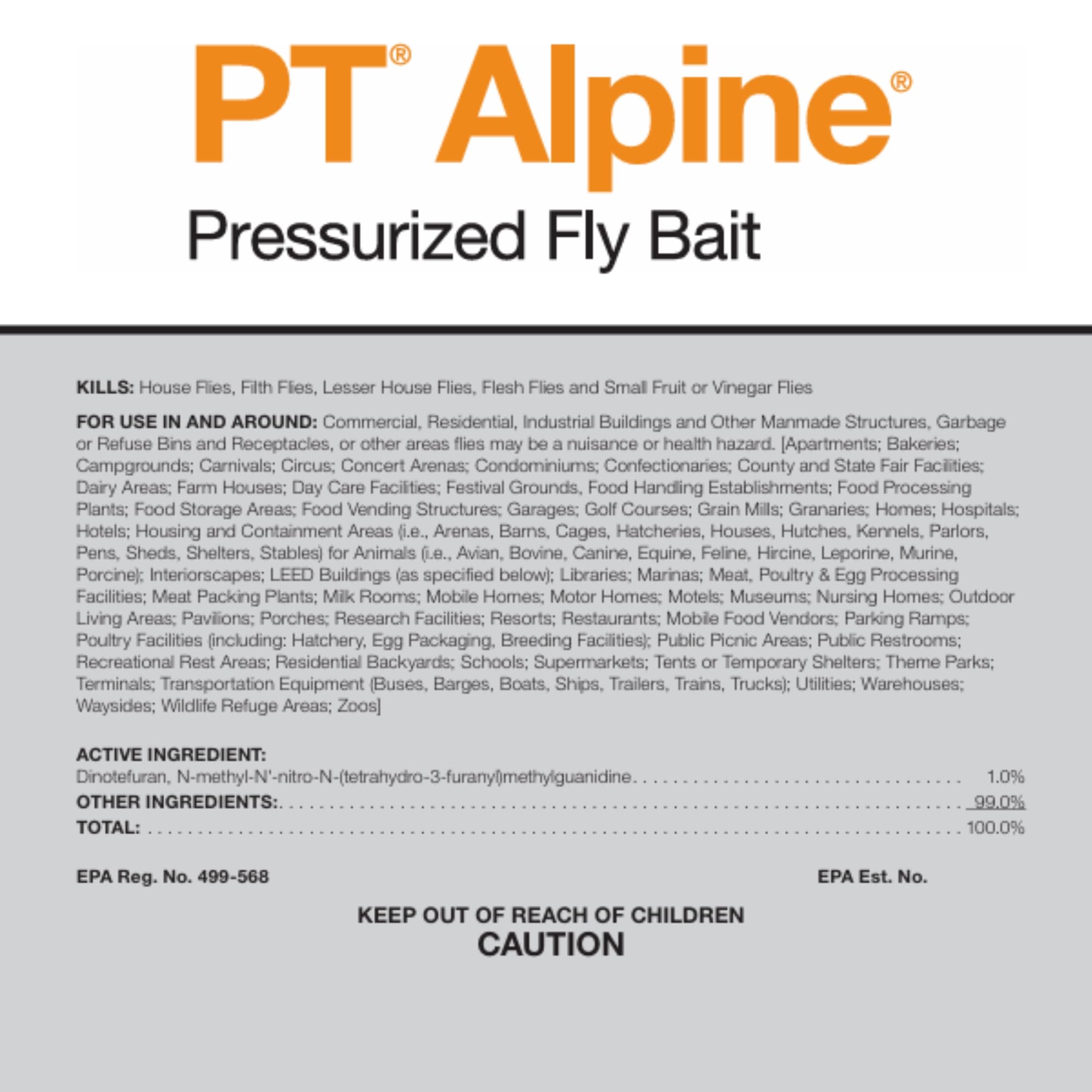 BASF PT Alpine Fly Bait Spray label information