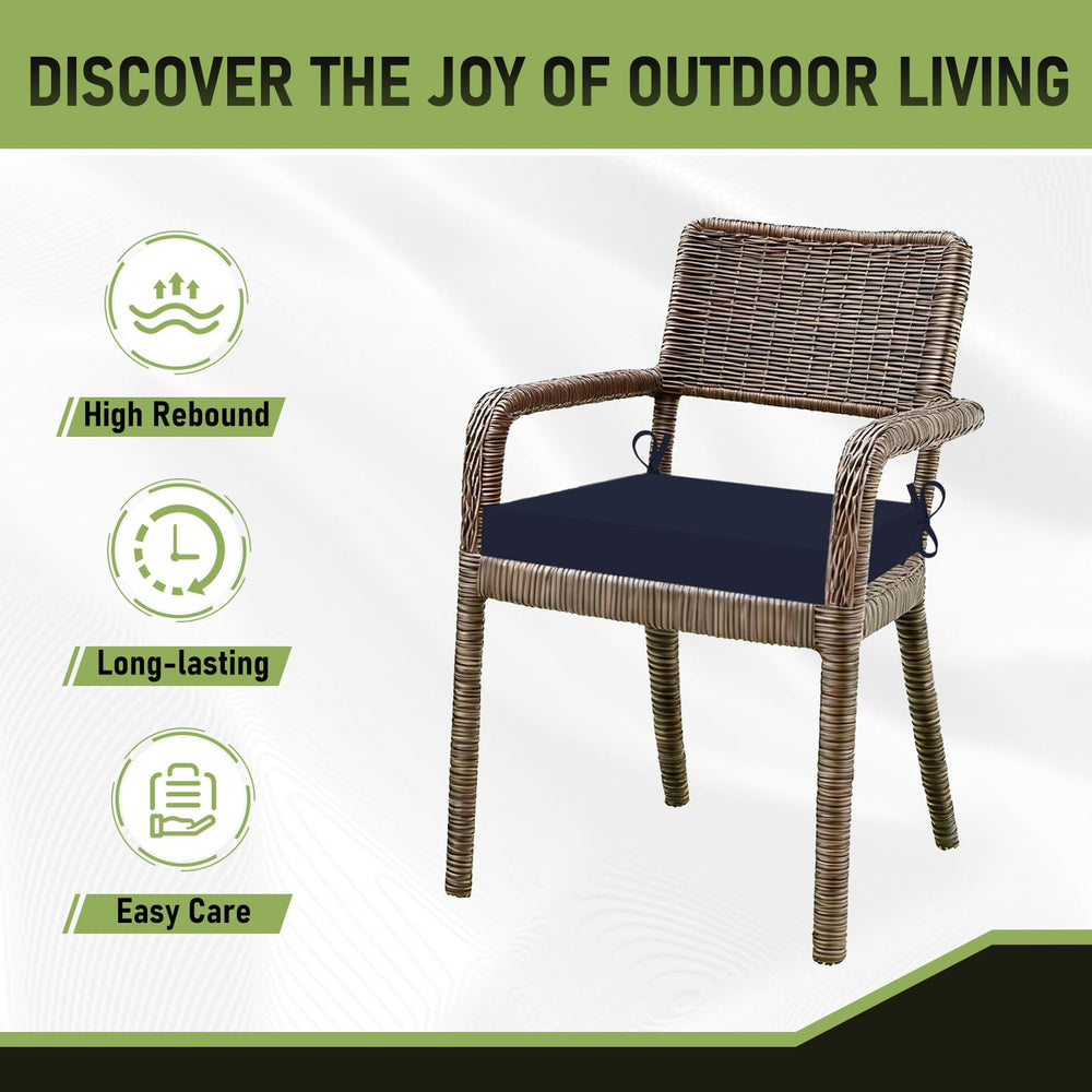 Basic Beyond navy chair cushions on a garden chair