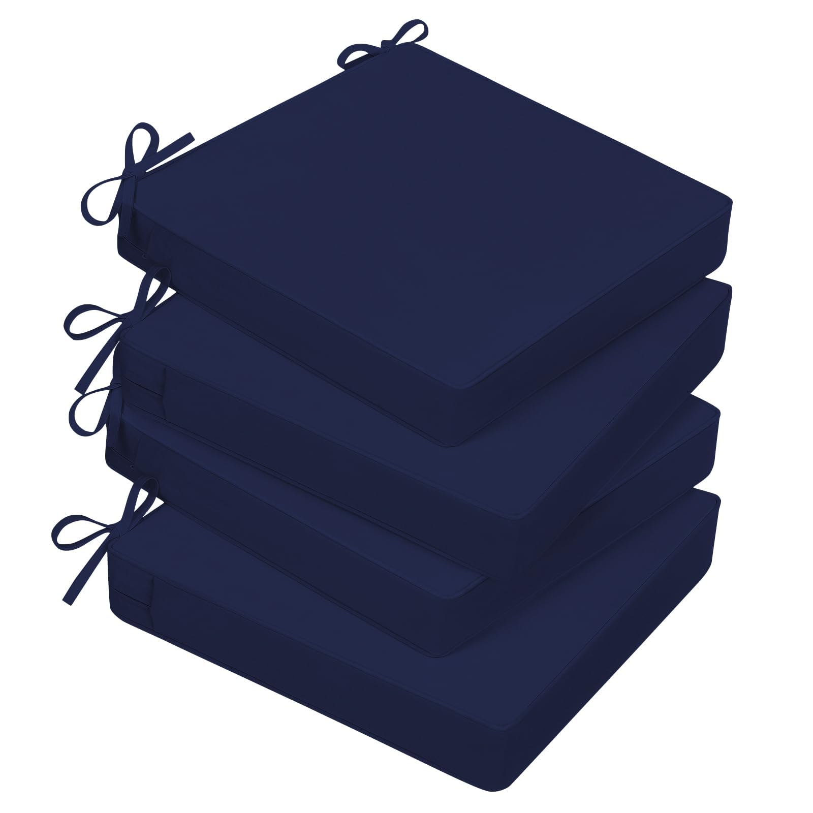 Basic Beyond Outdoor Chair Cushion Set of 4 in navy blue, front view