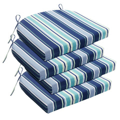 Basic Beyond Outdoor Chair Cushion Set of 4 in Pinstriped Blue