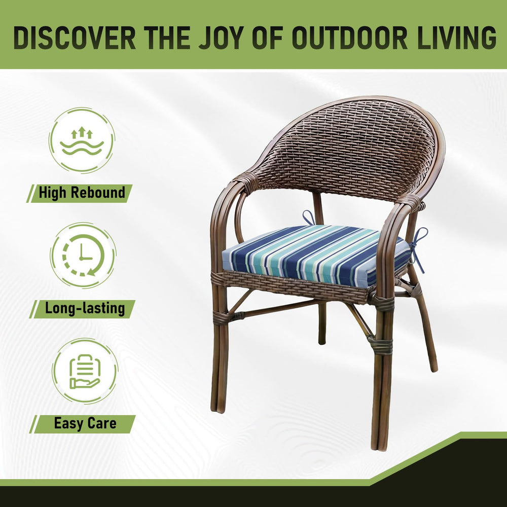 Basic Beyond Outdoor Chair Cushion showcasing pinstriped design