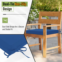 Basic Beyond outdoor chair cushions arranged on a garden chair