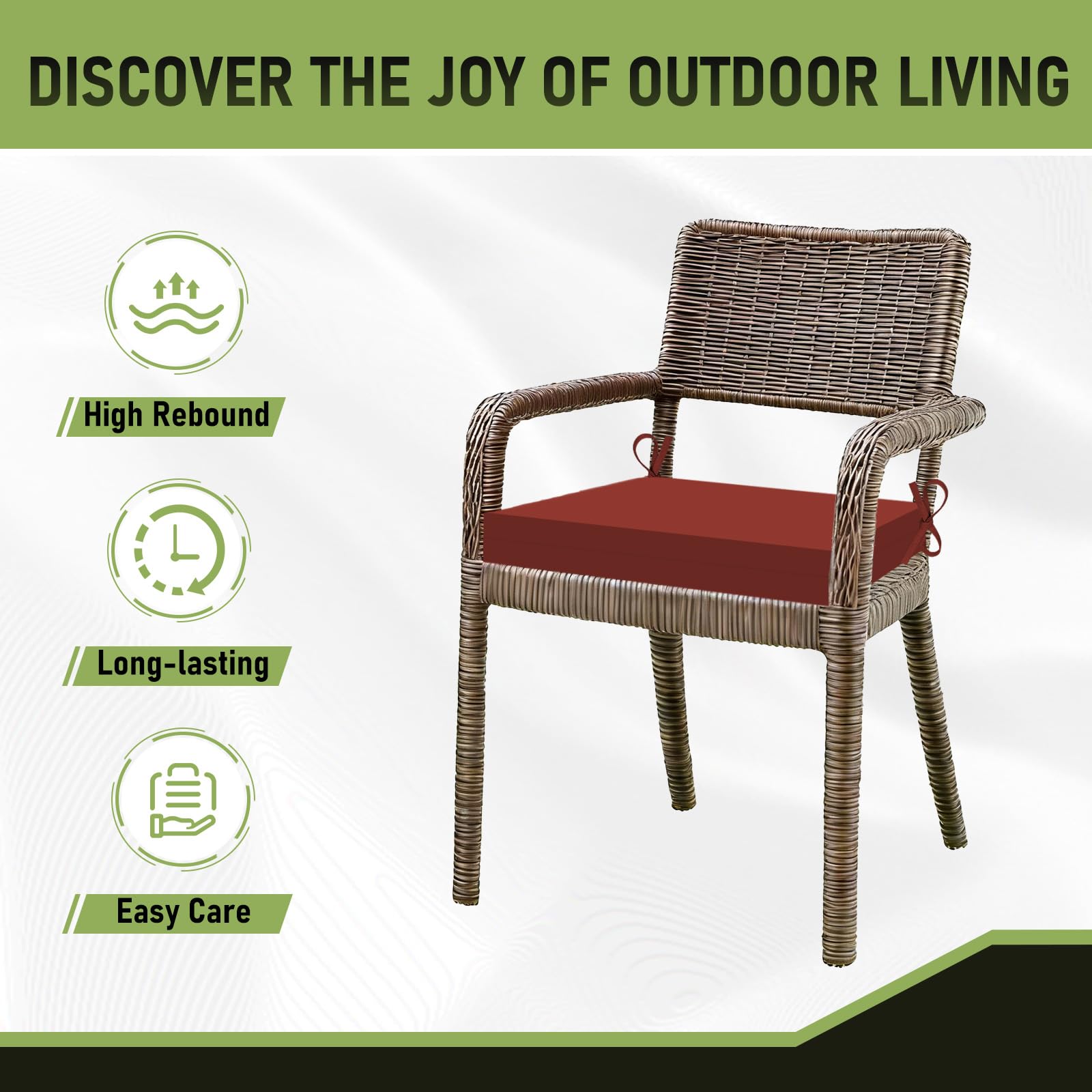 Basic Beyond Outdoor Chair Cushions arranged on a garden chair