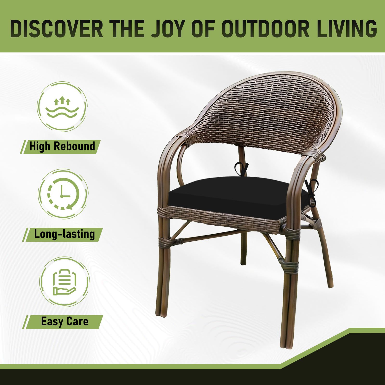 Basic Beyond outdoor chair cushions demonstrating water resistance