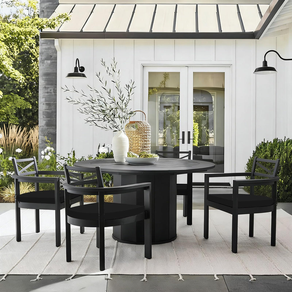Basic Beyond outdoor chair cushions in black colour, lifestyle scene