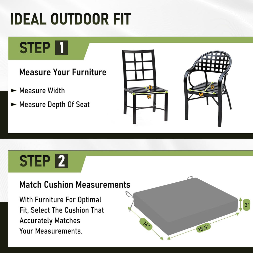 Basic Beyond Outdoor Chair Cushions in light grey on a garden patio