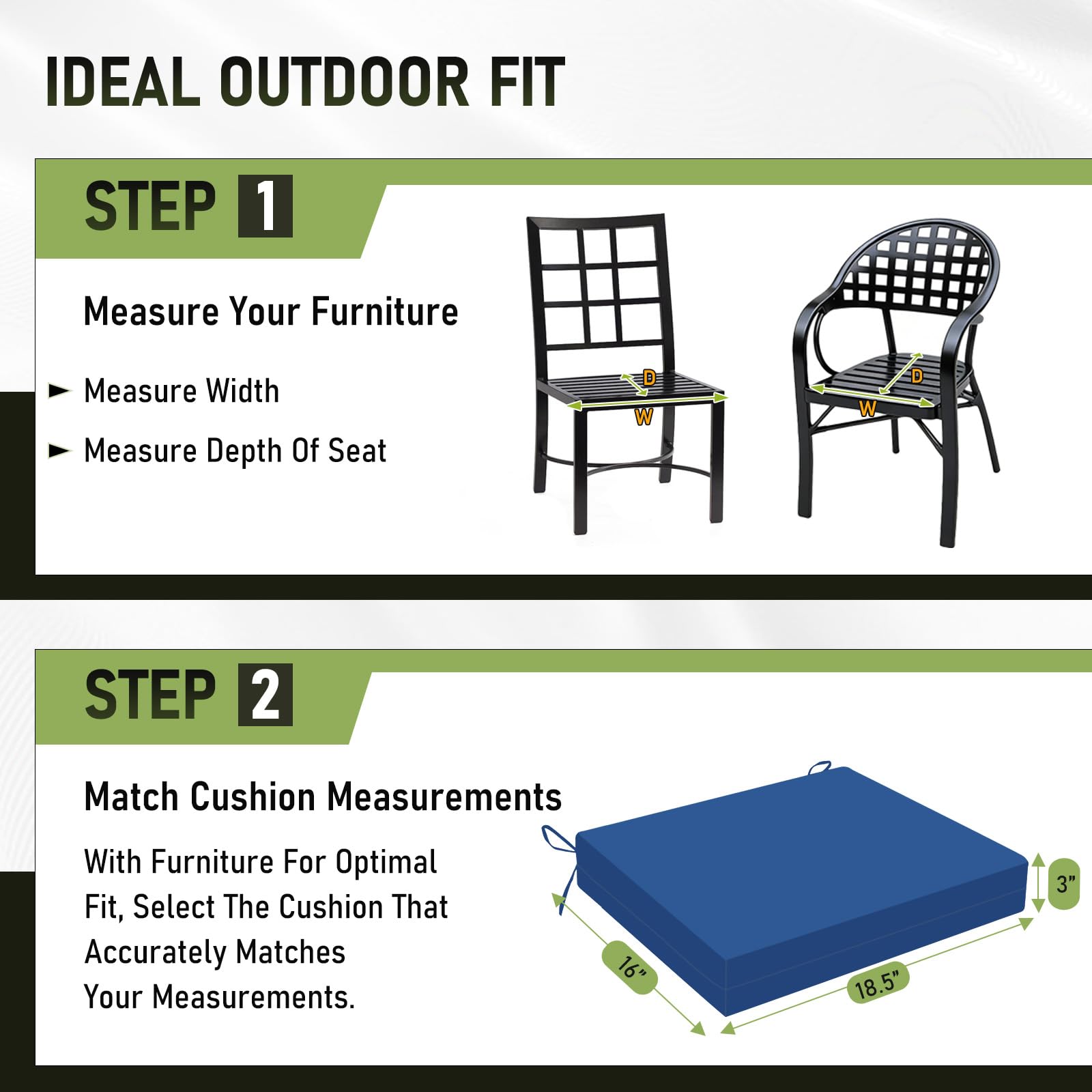 Basic Beyond outdoor chair cushions in packaging