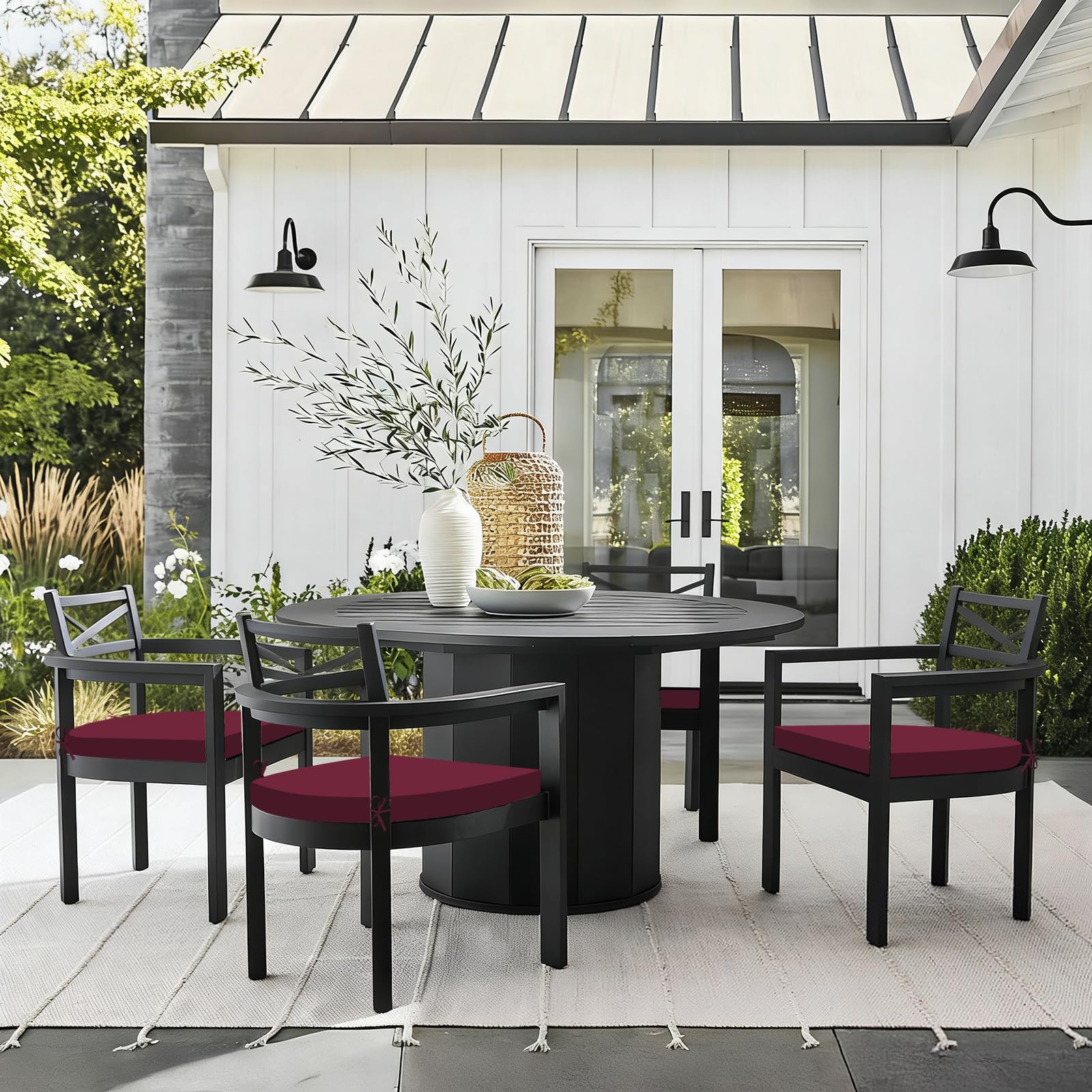 Basic Beyond Outdoor Chair Cushions in stylish burgundy colour
