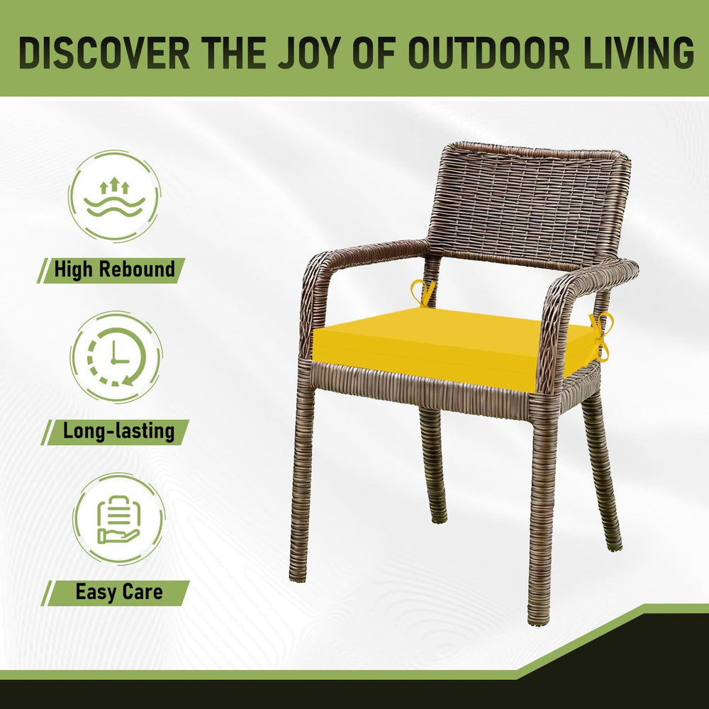 Basic Beyond outdoor chair cushions in vibrant yellow color