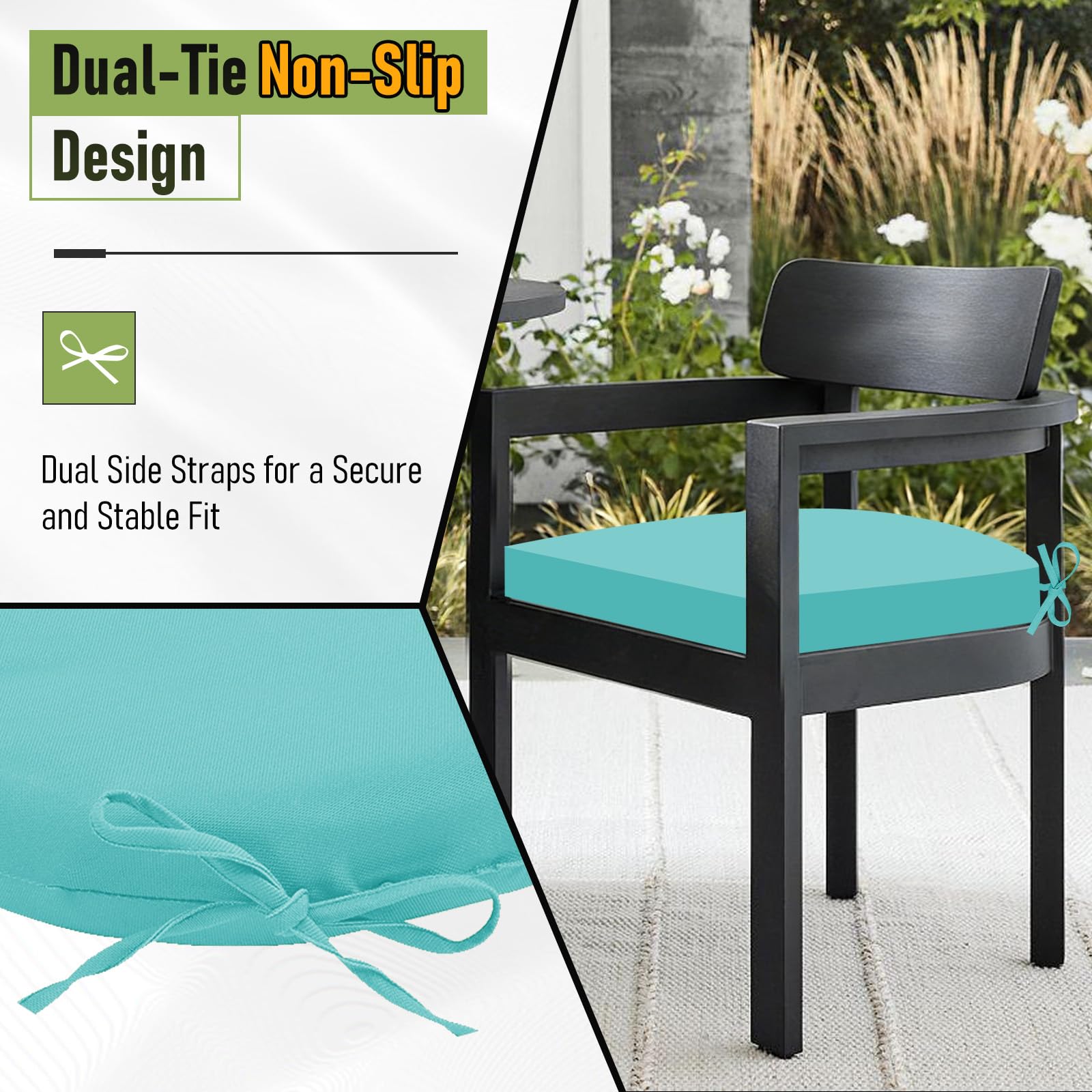 Basic Beyond outdoor chair cushions on a patio chair