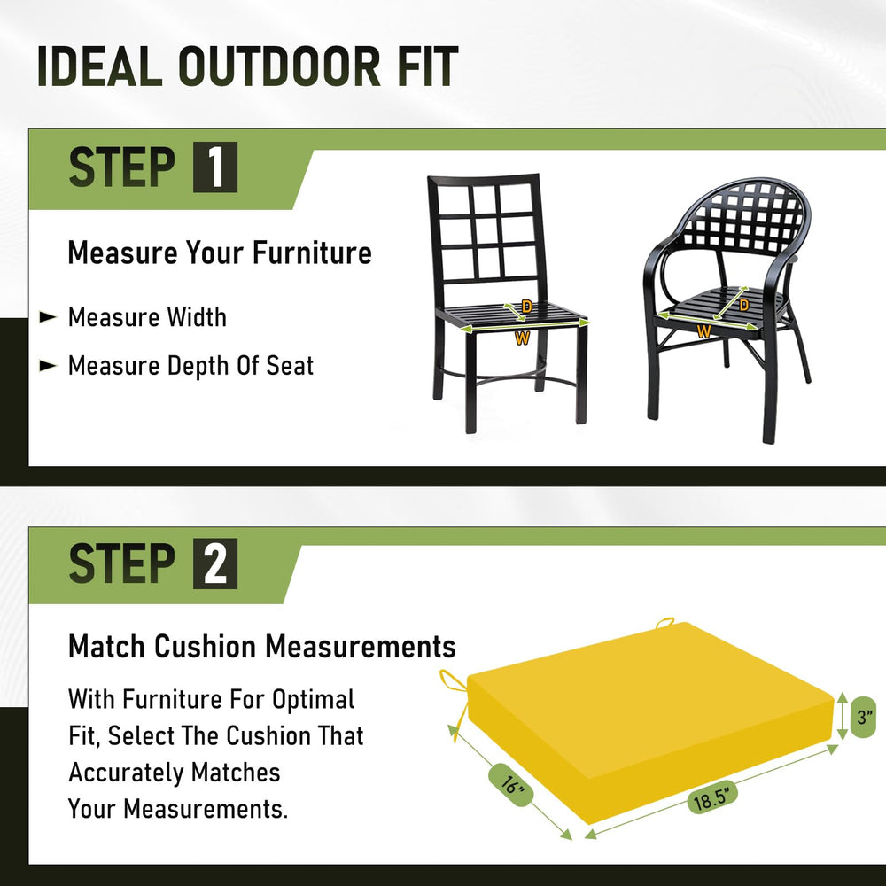 Basic Beyond Outdoor Chair Cushions on a sunny patio