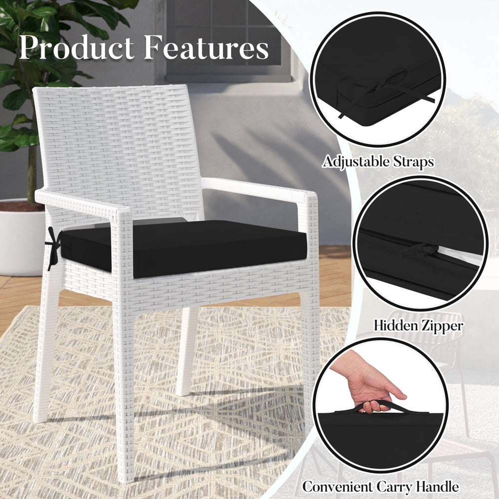 Basic Beyond Outdoor Chair Cushions set in a garden setting