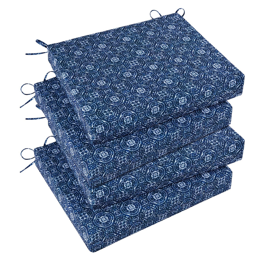 Basic Beyond Outdoor Chair Cushions Set of 4 in Blue Circles, front view