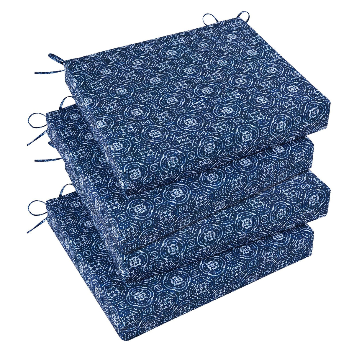 Basic Beyond Outdoor Chair Cushions Set of 4 in Blue Circles, front view