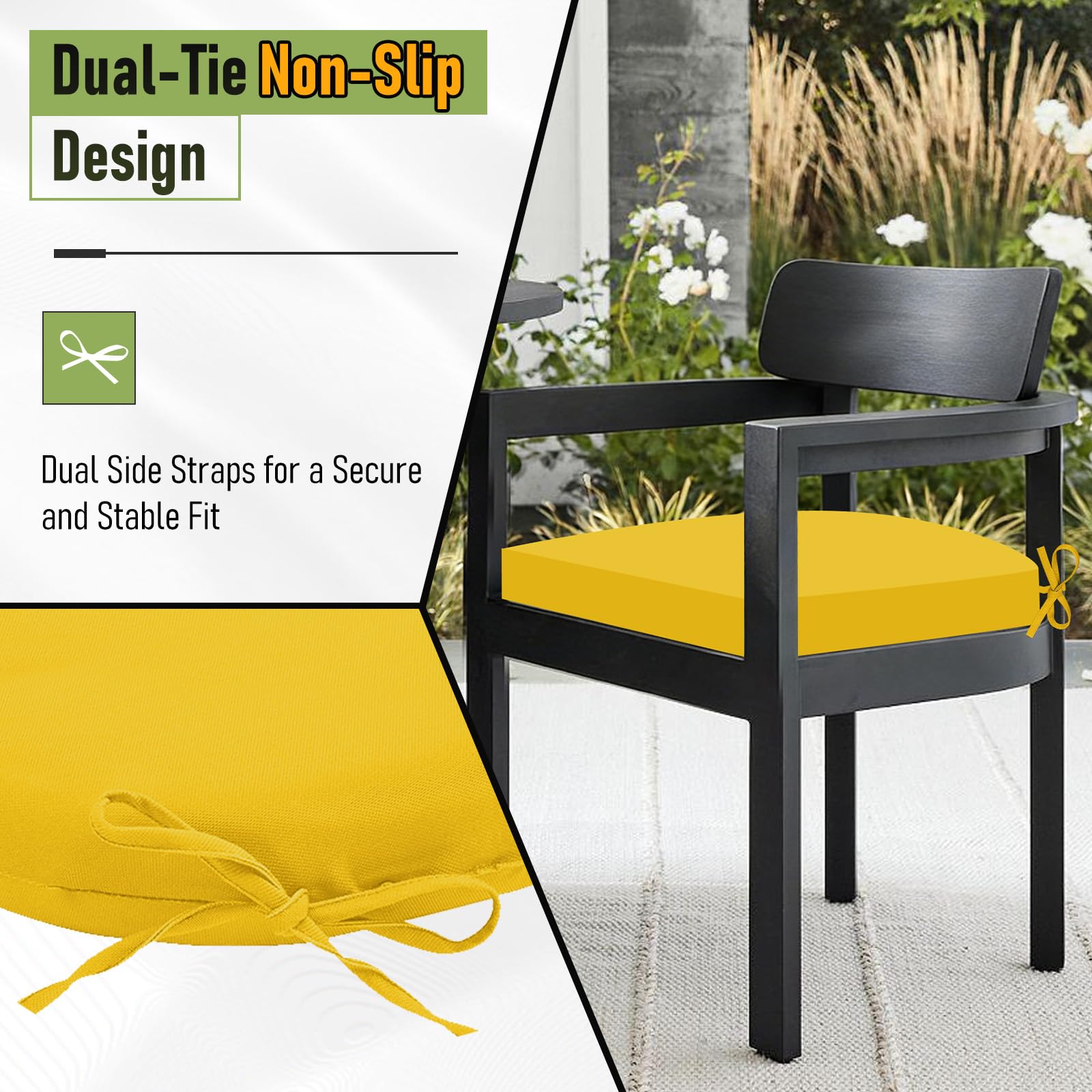 Basic Beyond Outdoor Chair Cushions side view on chair