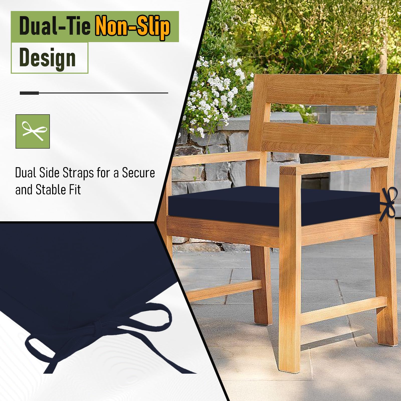 Basic Beyond outdoor chair cushions stacked