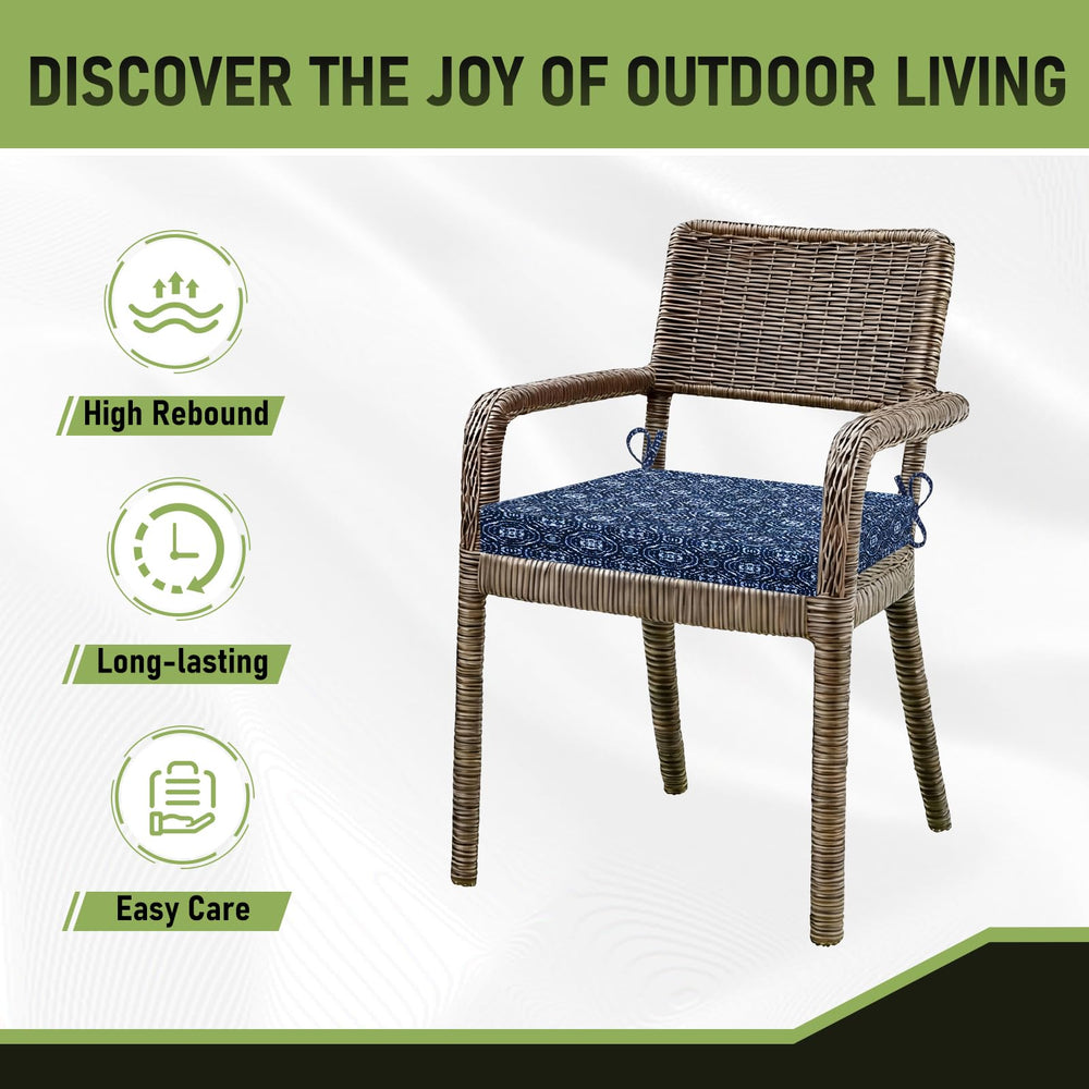 Basic Beyond Outdoor Chair Cushions stacked for storage