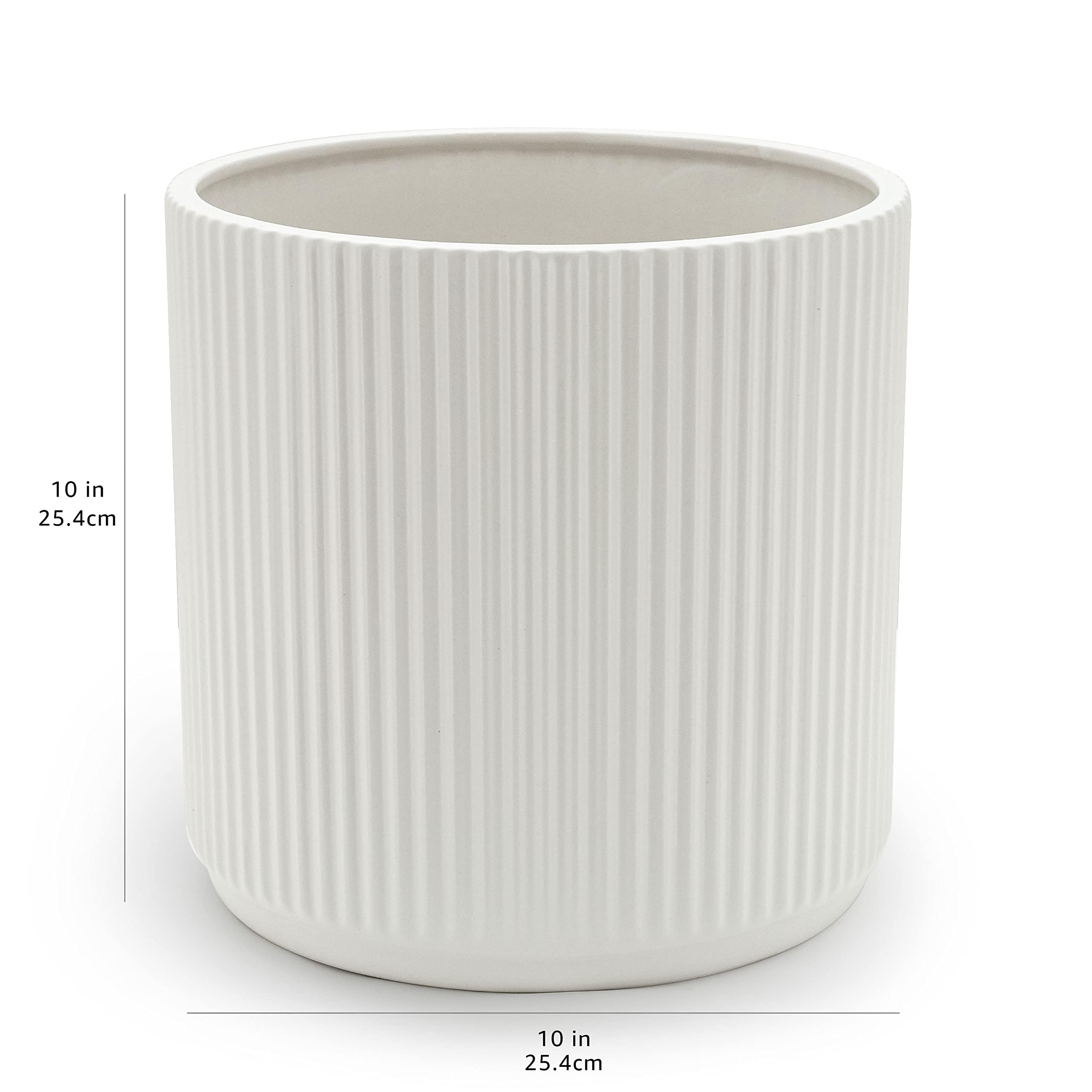 Basics 10-inch ceramic planter in garden setting