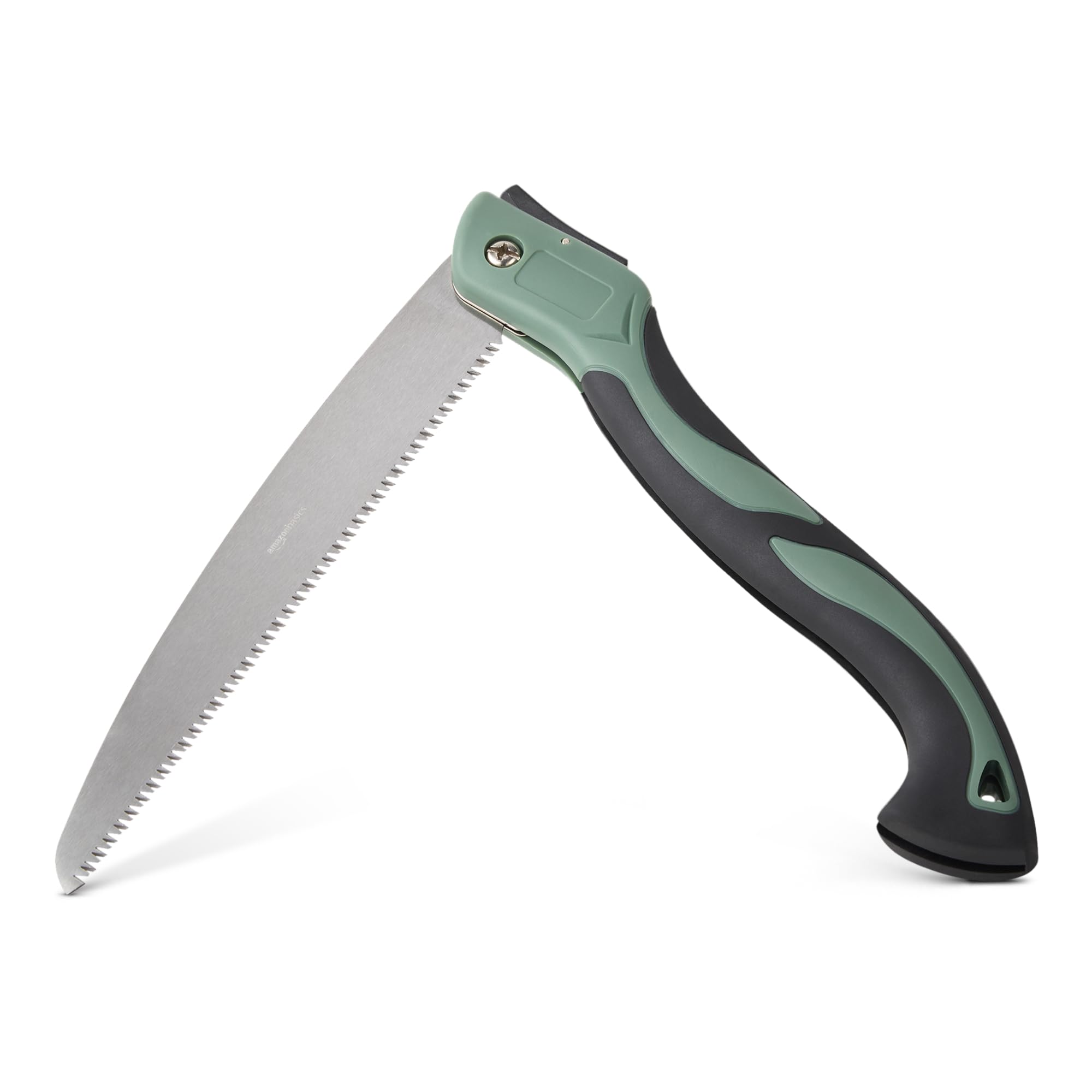 Basics 10-inch pruning saw front view with olive handle