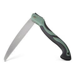 Basics 10-inch pruning saw front view with olive handle