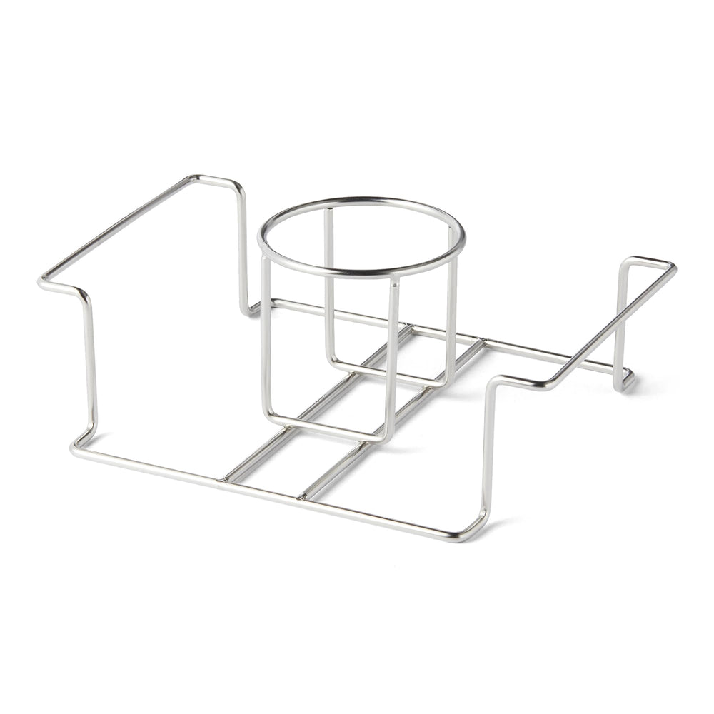 Basics Beer Can Chicken Holder front view in silver